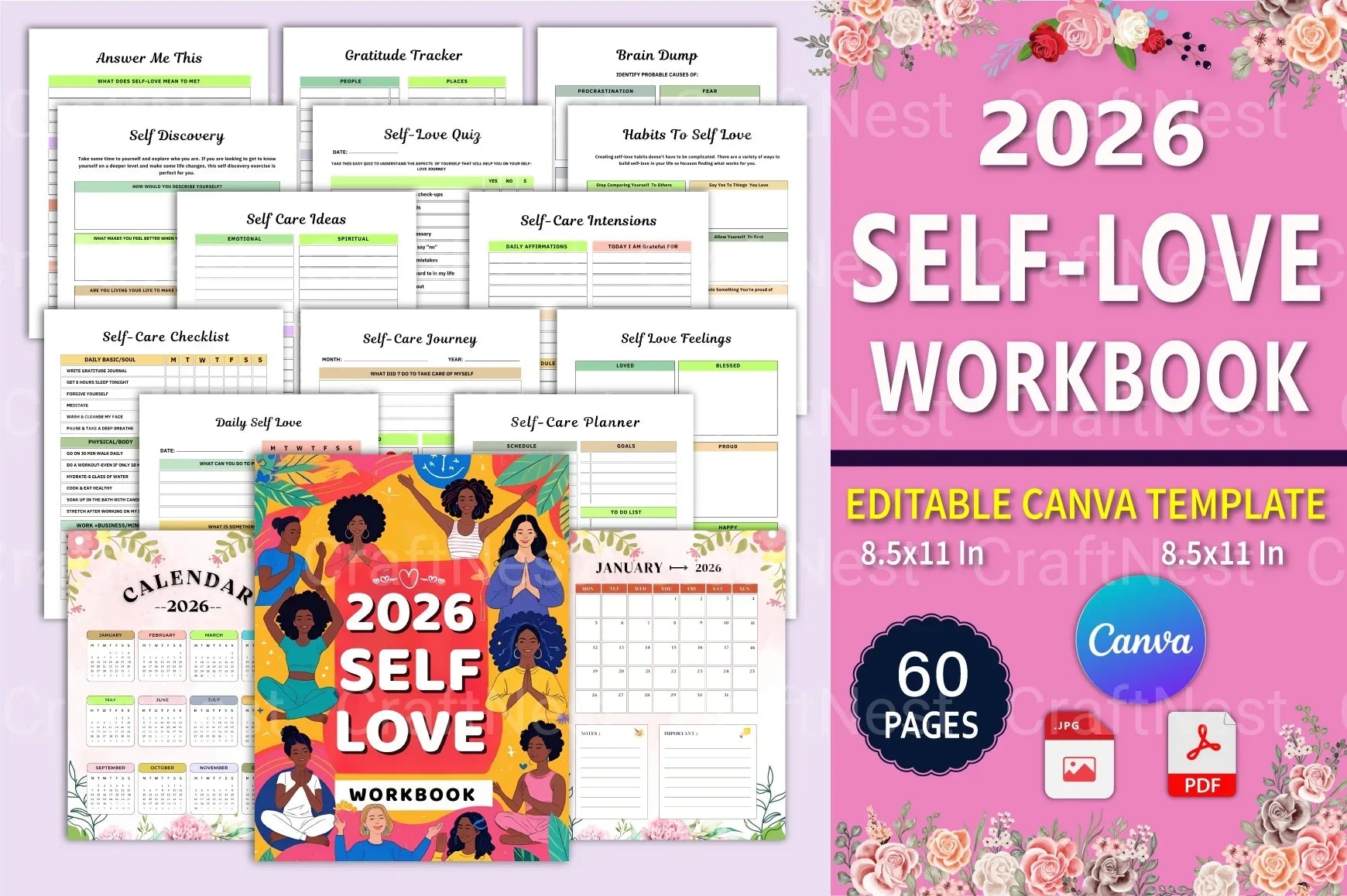 Self Love Workbook for Personal Growth - CraftNest - Digital Crafting and Art