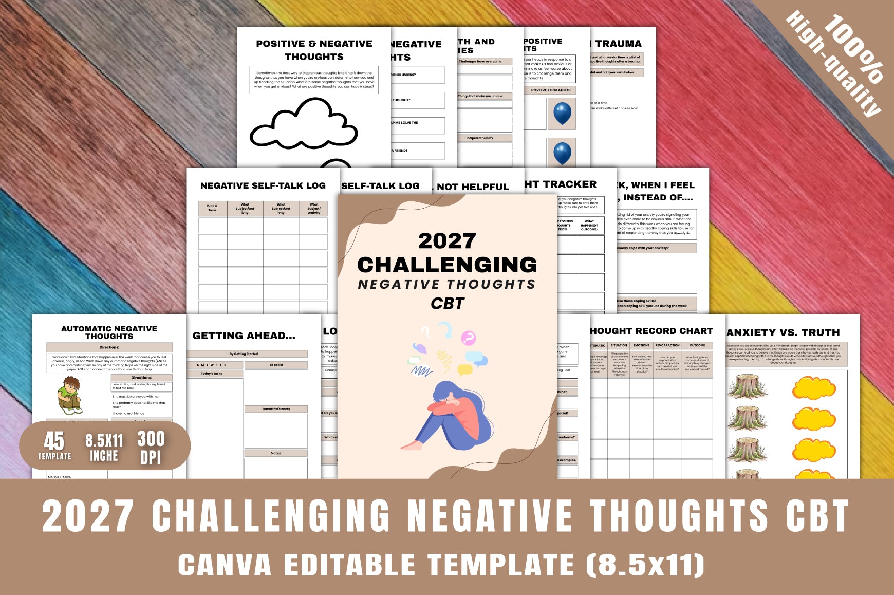 Challenging Negative Thoughts CBT Planner