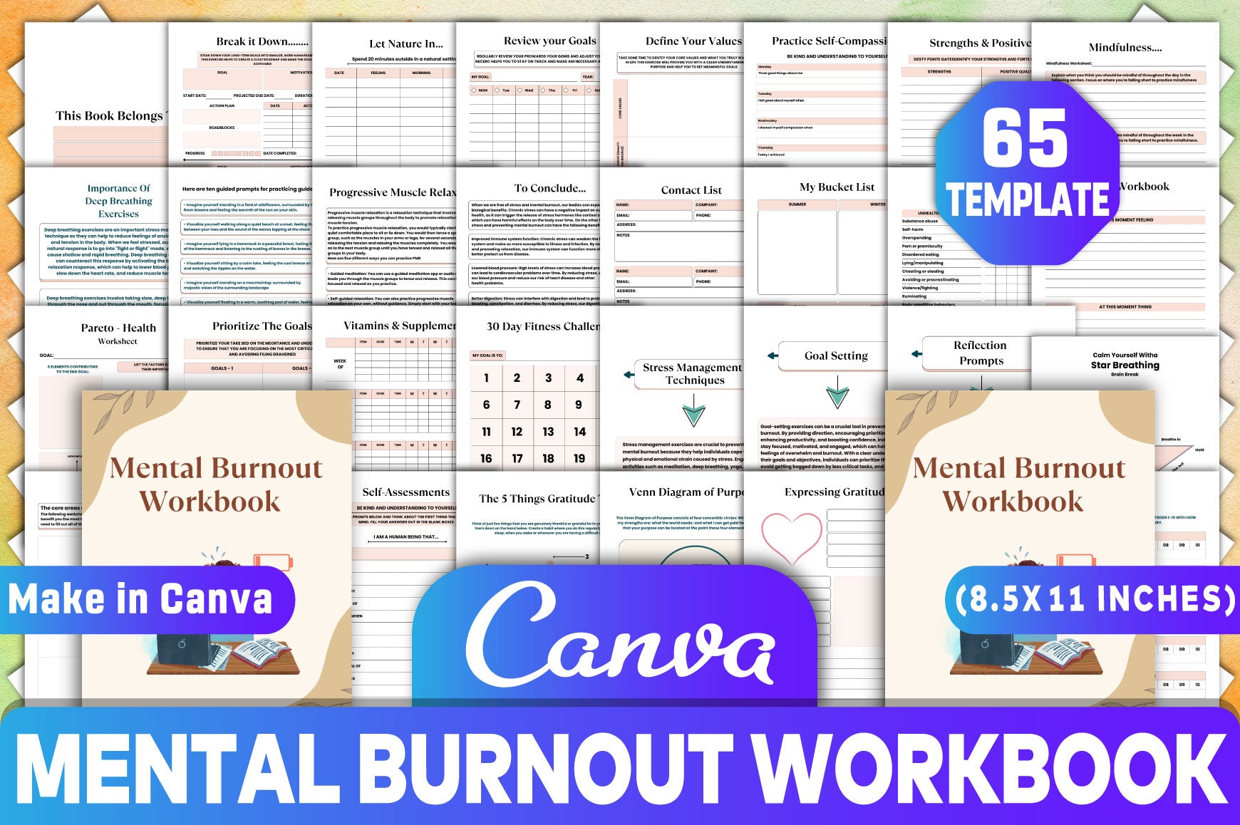 Mental Burnout Workbook for Stress Relief