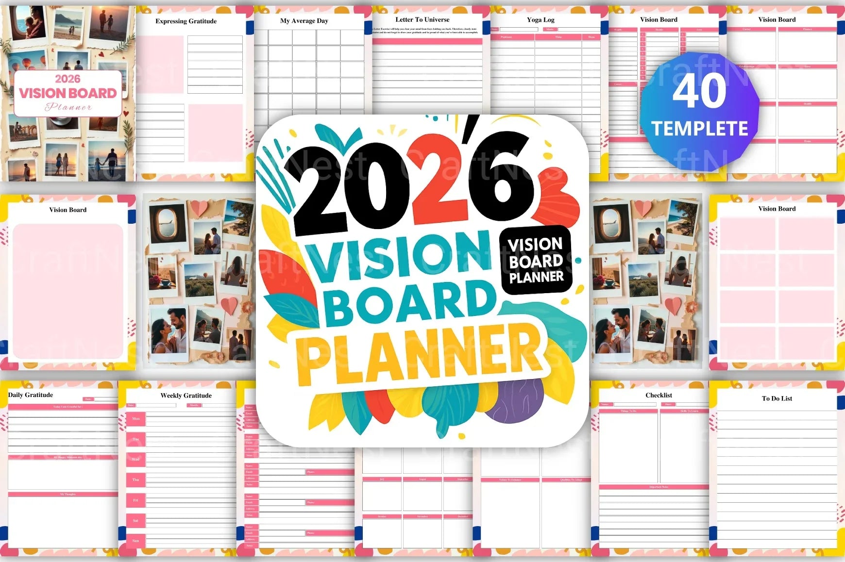 Vision Board Planner: Achieve Your Goals - CraftNest - Digital Crafting and Art