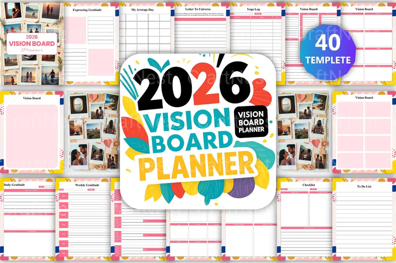 Vision Board Planner: Achieve Your Goals - CraftNest - Digital Crafting and Art