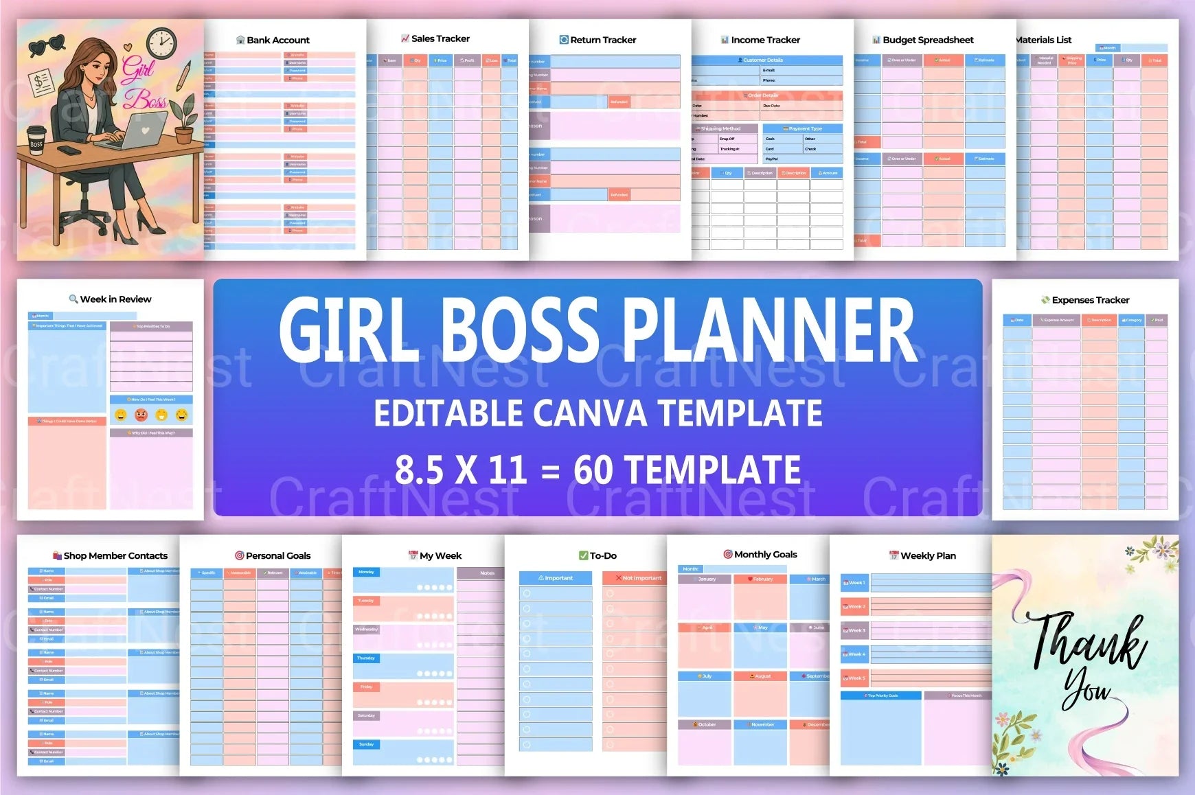Girl Boss Planner: Empower Your Success - CraftNest - Digital Crafting and Art