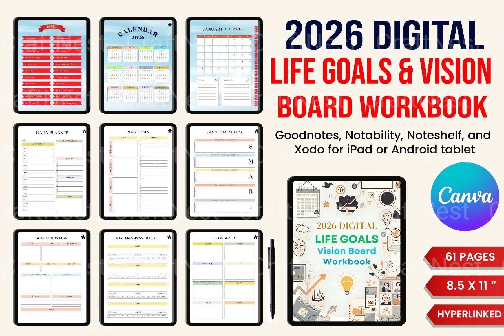 Life Goals Vision Board Workbook