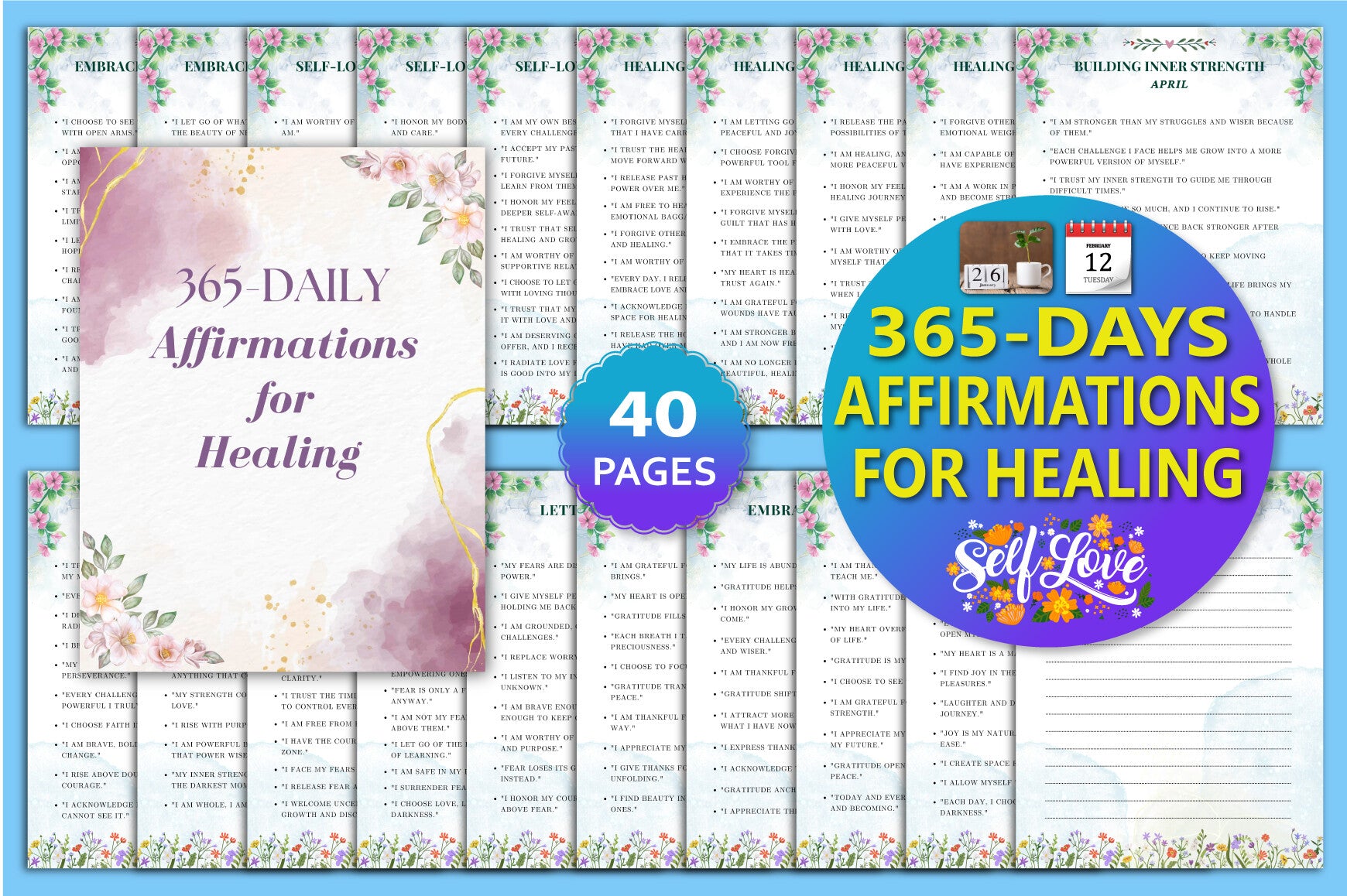 Days of Affirmations for Healing Planner