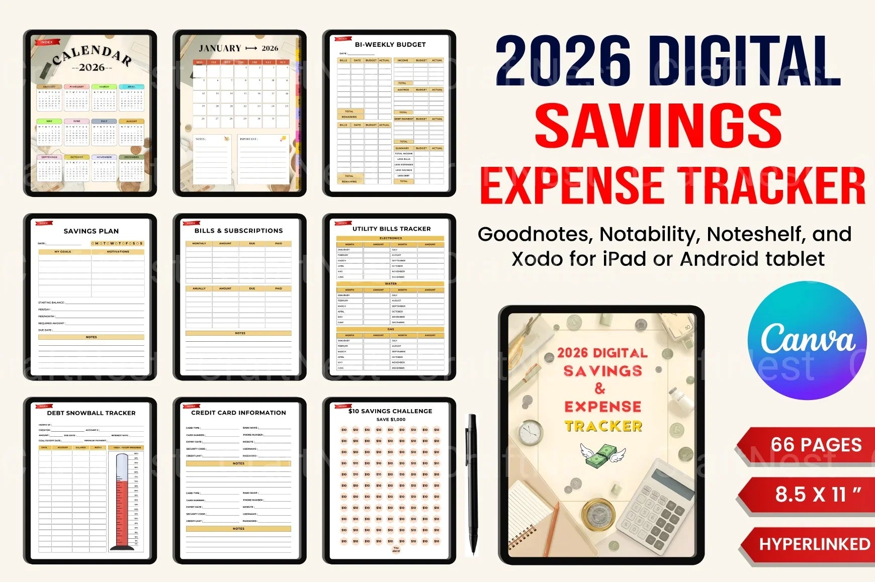 Savings Expense Tracker Tool - CraftNest - Digital Crafting and Art