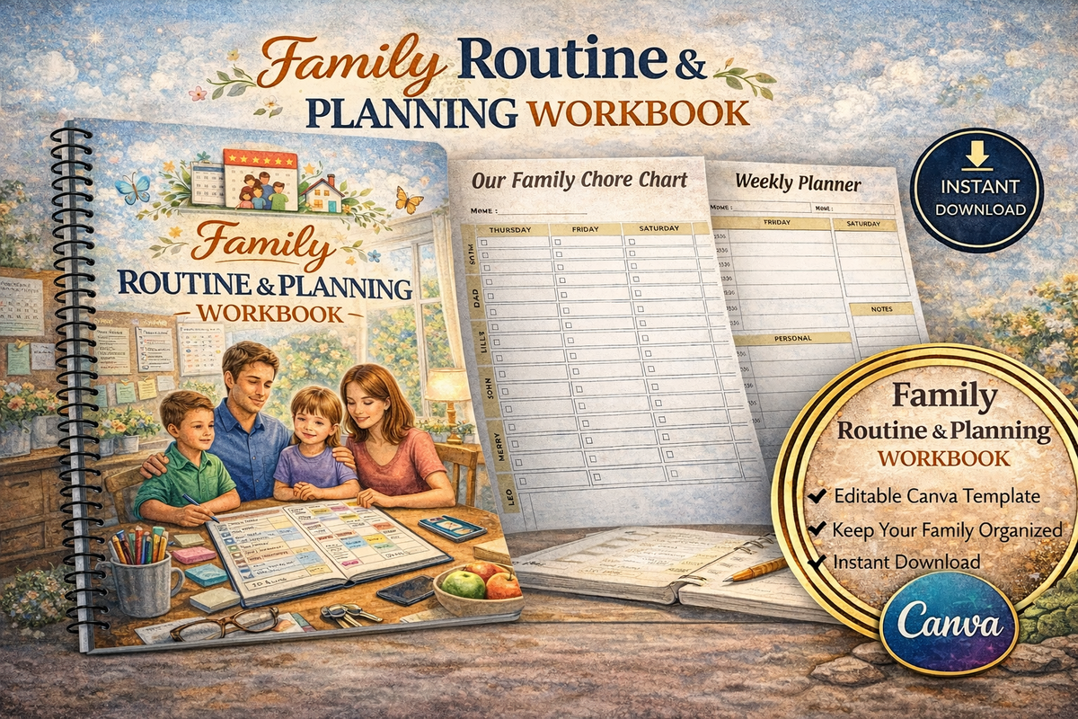 Printable Family Routine Template Family Routine Planning Workbook