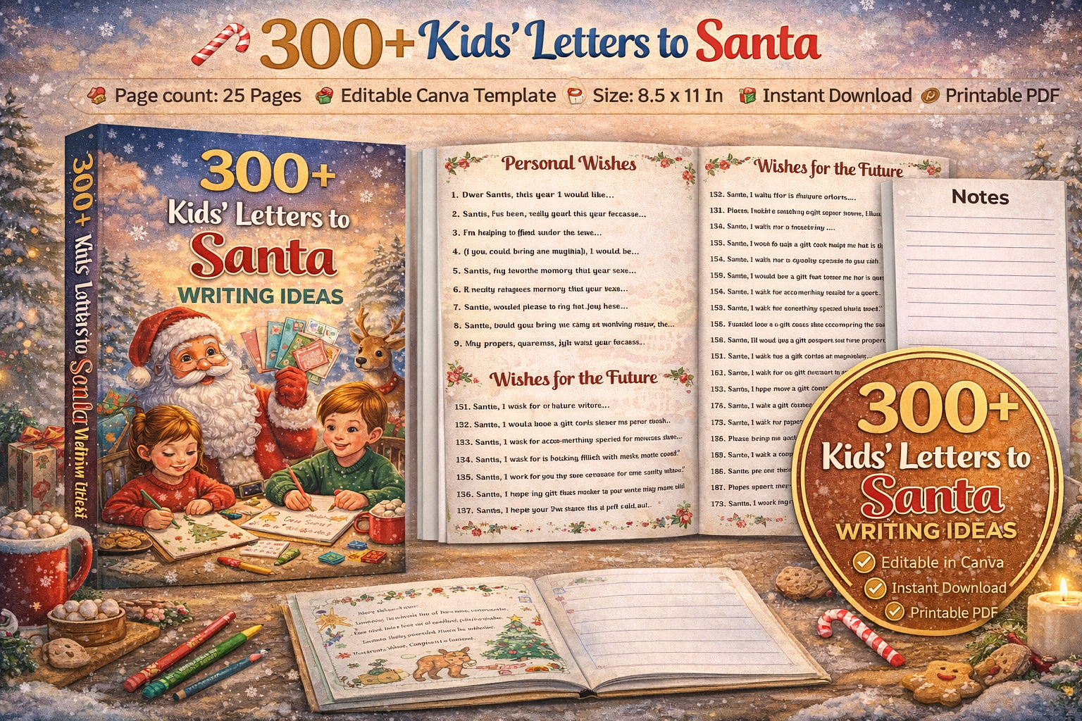Kids' Letters to Santa Writing Ideas Book