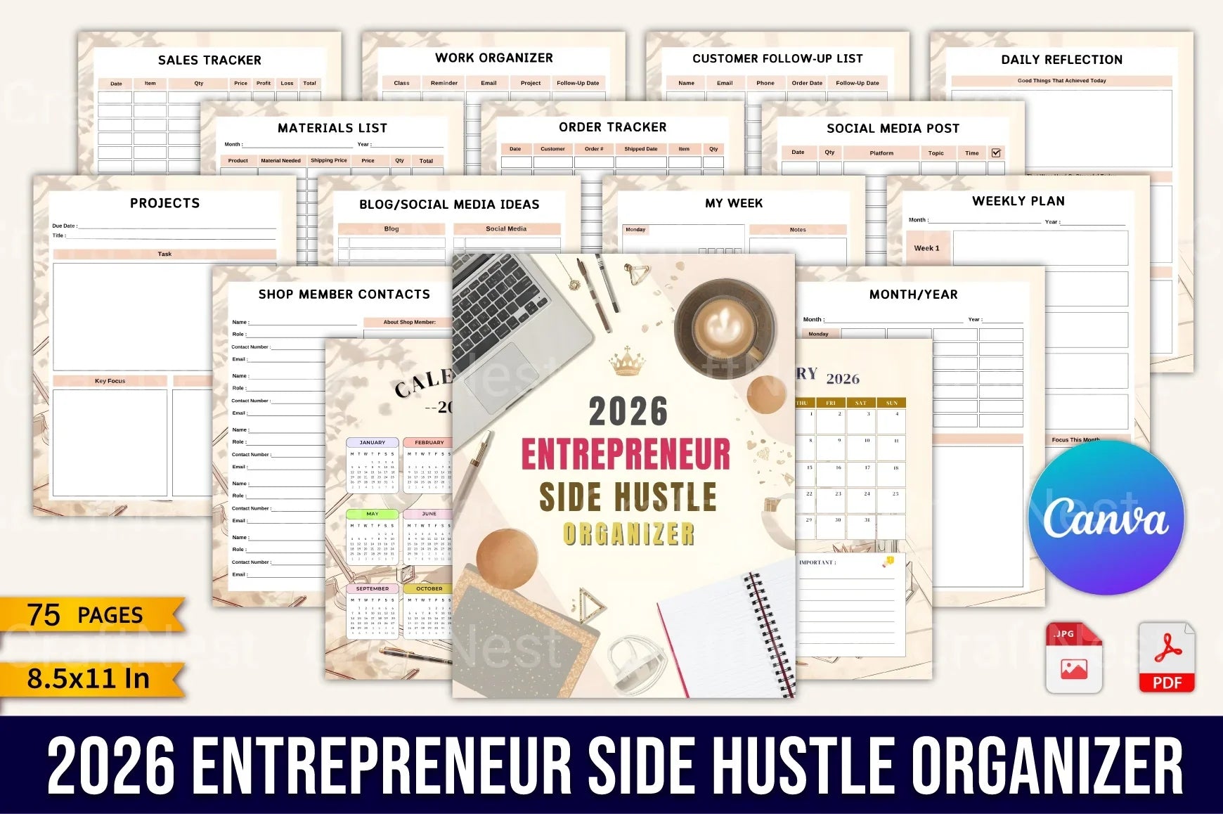 Entrepreneur Side Hustle Organizer - CraftNest - Digital Crafting and Art