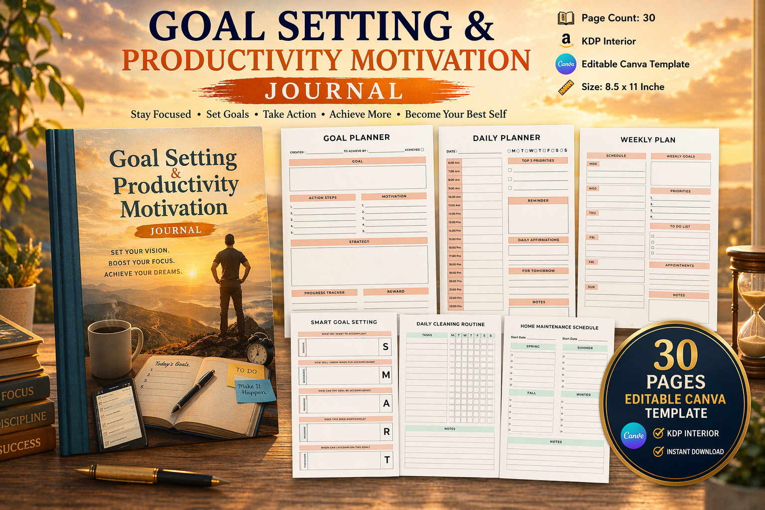 Goal Setting Productivity Motivation Journal