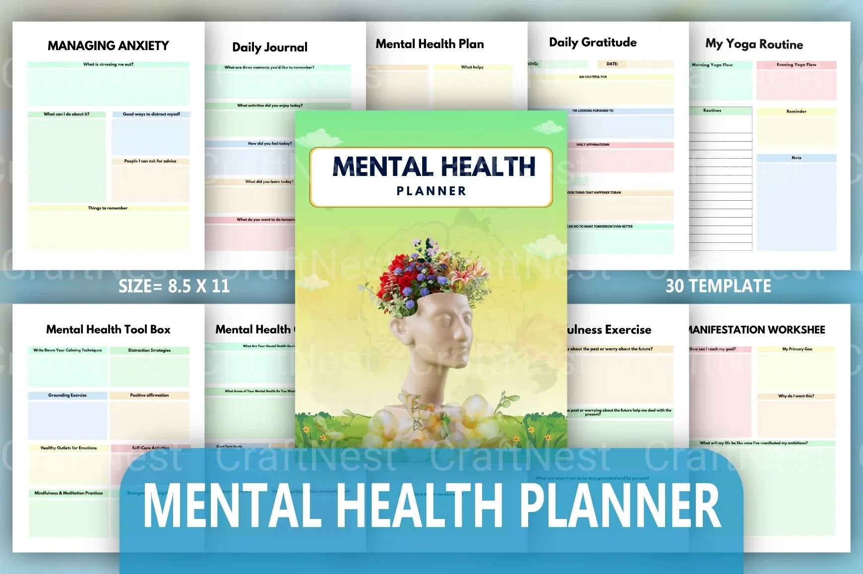 Mental Health Planner for Improved Well-being - CraftNest - Digital Crafting and Art