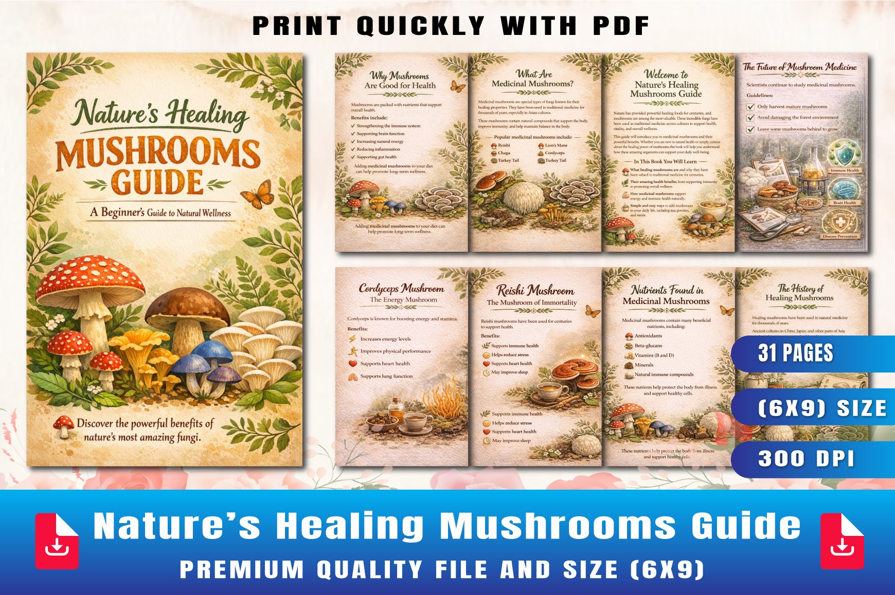 Nature Healing Mushrooms Guide Planner
