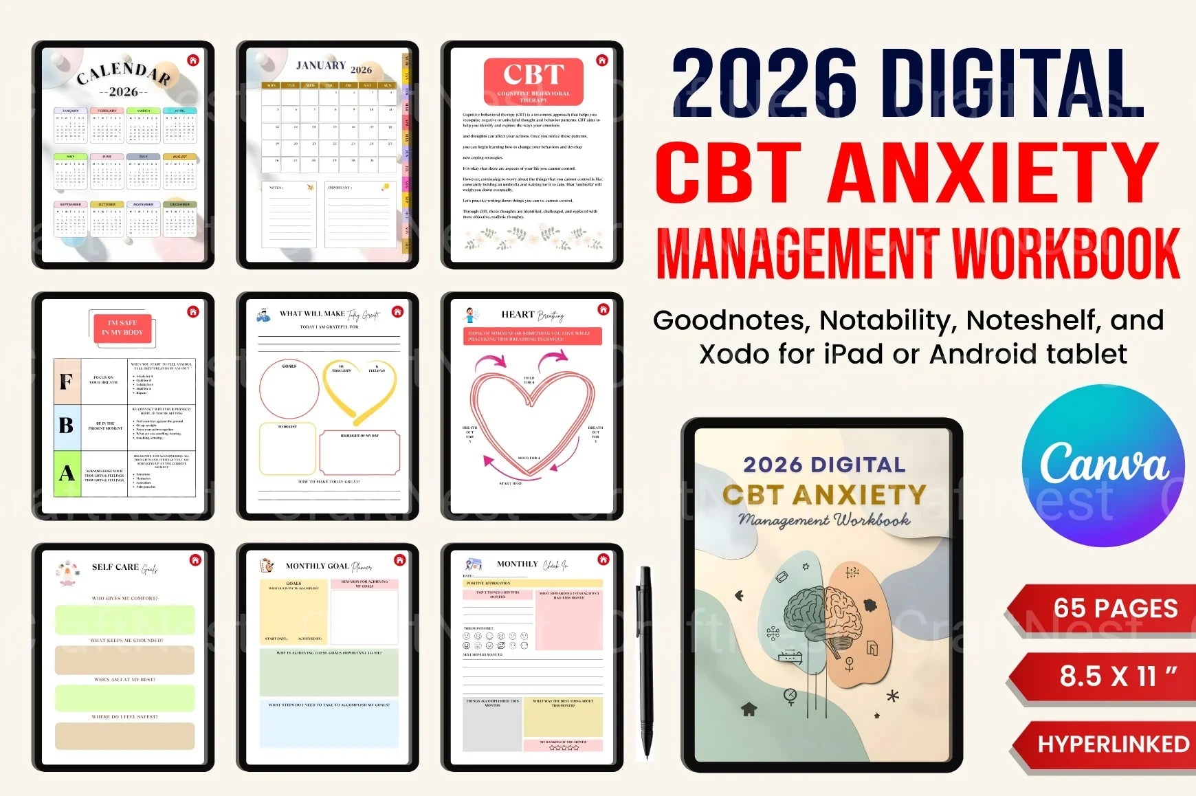 CBT Anxiety Management Workbook - CraftNest - Digital Crafting and Art