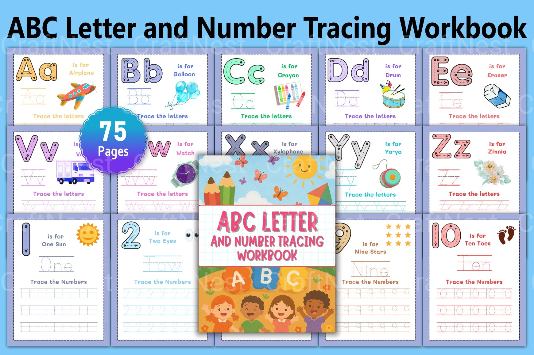 ABC Letter and Number Tracing Workbook - CraftNest - Digital Crafting and Art