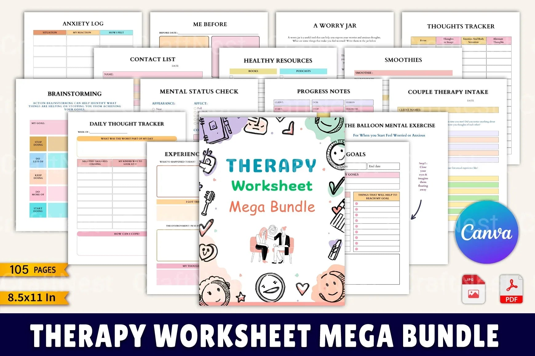 Therapy Worksheet Mega Pack - CraftNest - Digital Crafting and Art