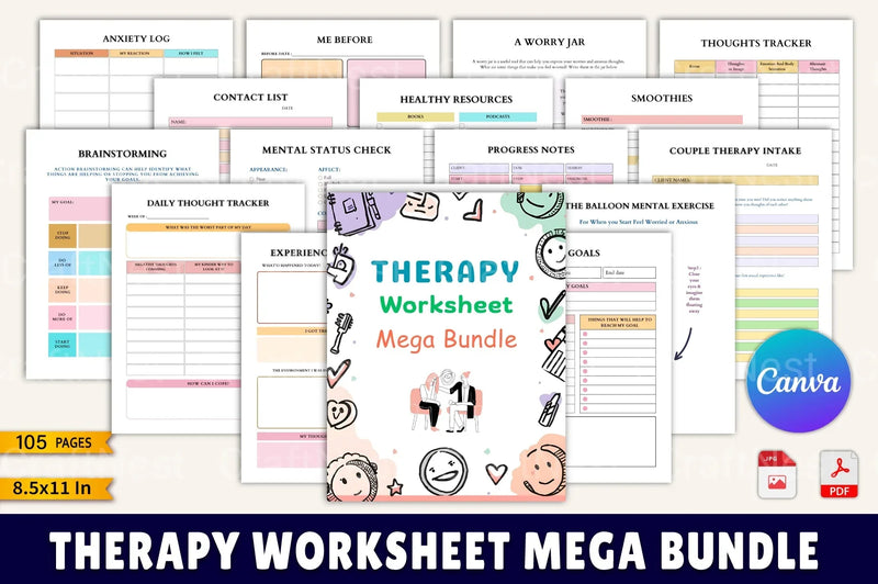 Therapy Worksheet Mega Pack - CraftNest - Digital Crafting and Art