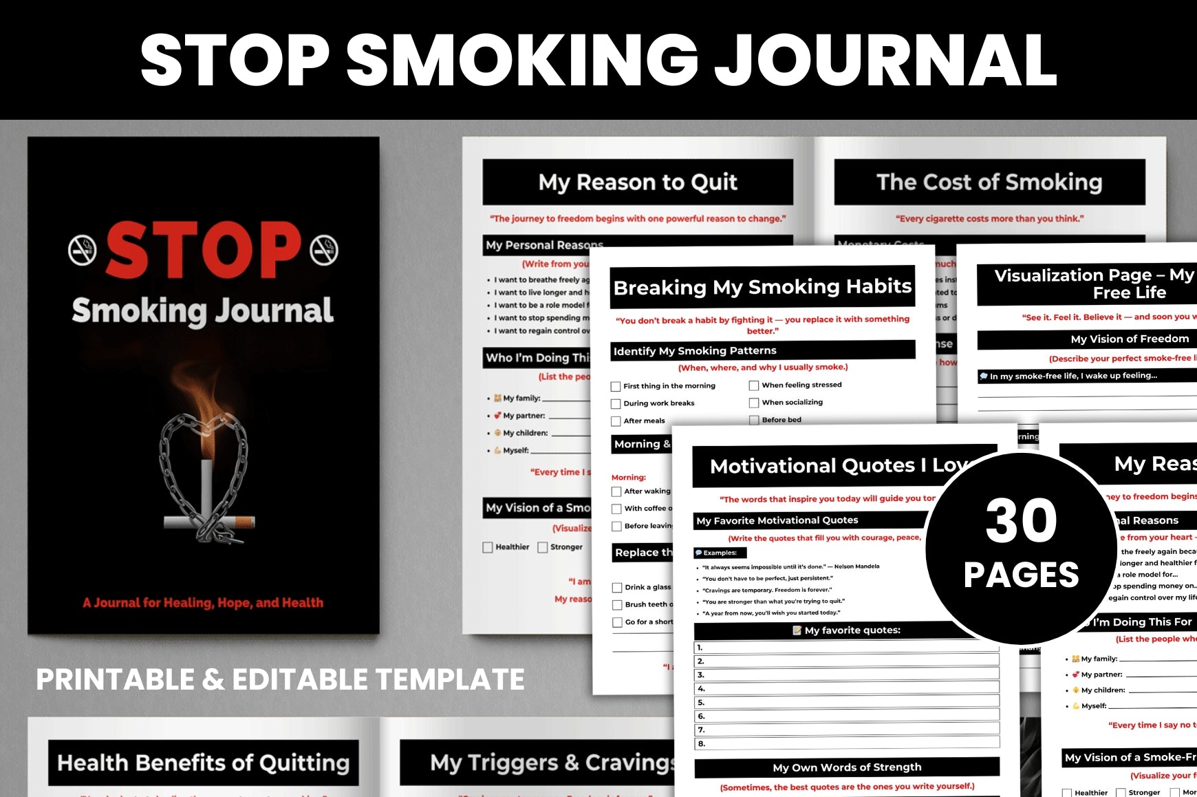 Stop Smoking Journal: Track Your Progress