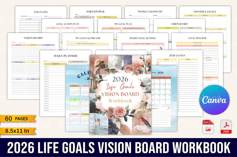 Life Goals Vision Board Workbook - CraftNest - Digital Crafting and Art