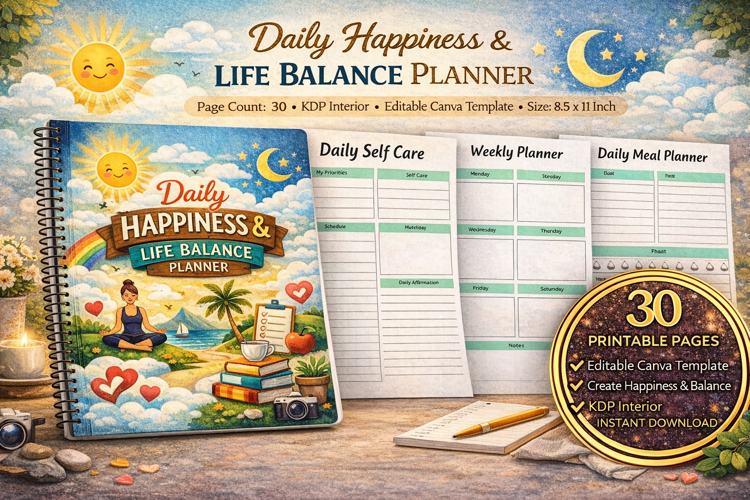 Daily Happiness Life Balance Planner