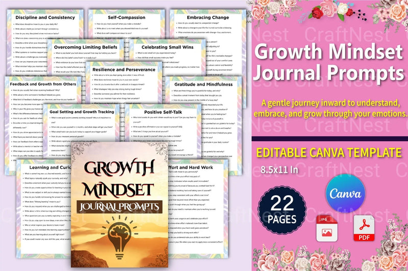 Growth Mindset Prompts for Personal Development - CraftNest - Digital Crafting and Art