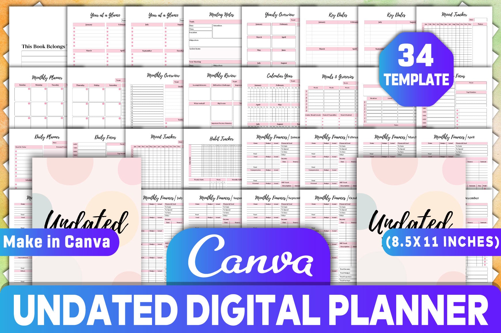 Undated Planner for Organization and Productivity