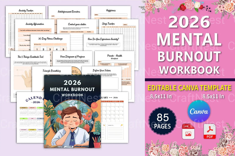 Mental Burnout Workbook: Overcome Stress and Rejuvenate - CraftNest - Digital Crafting and Art