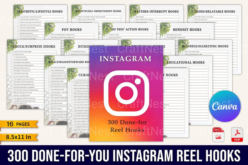 Done For You Instagram Reel Hooks - CraftNest - Digital Crafting and Art