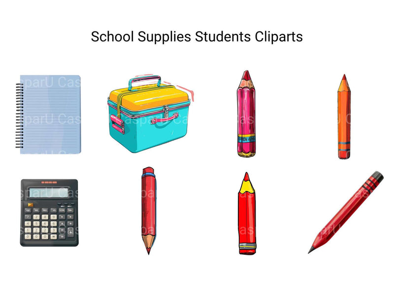 School Supplies Students Clipart - CraftNest - Digital Crafting and Art