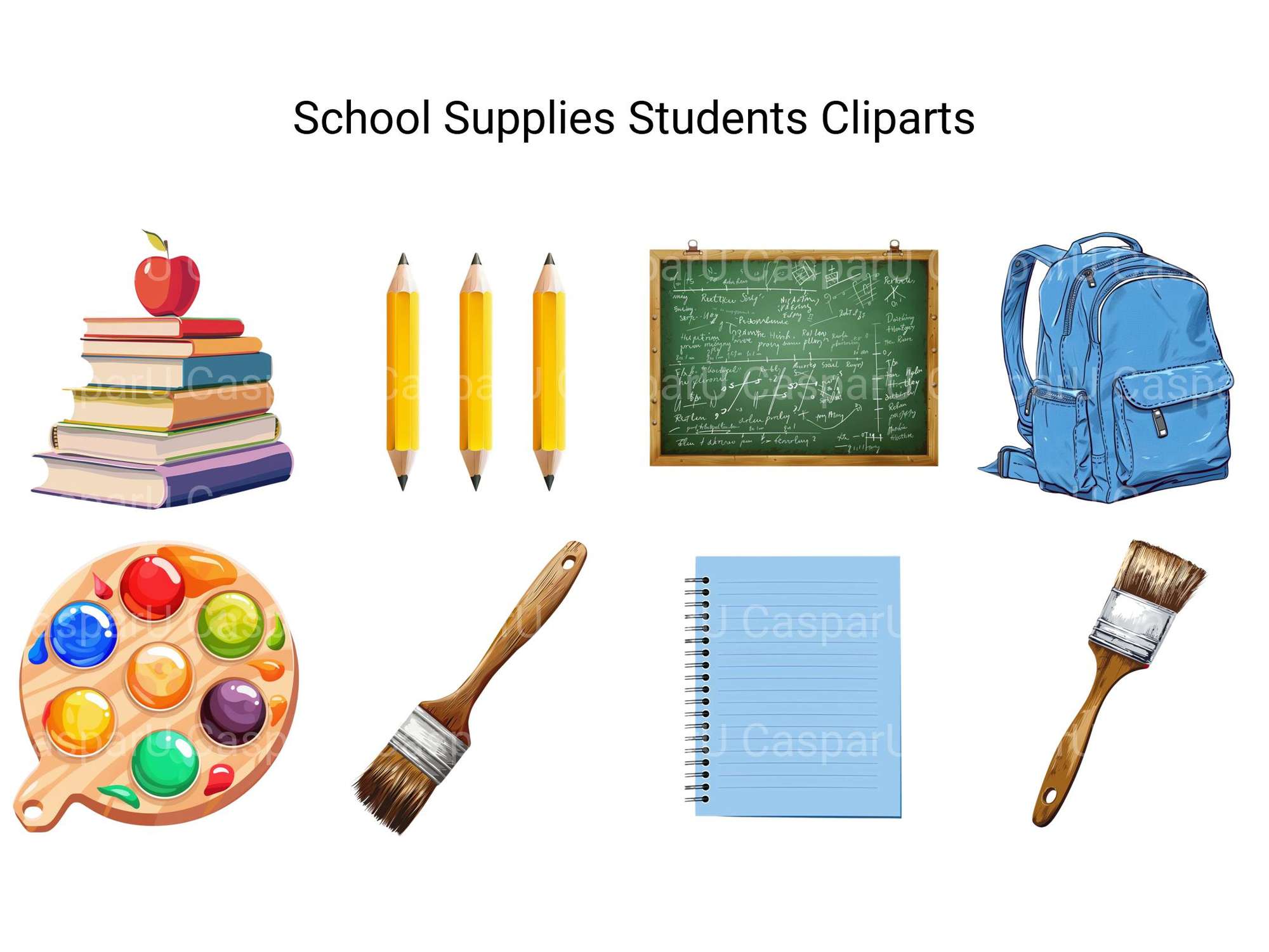School Supplies Students Clipart - CraftNest - Digital Crafting and Art