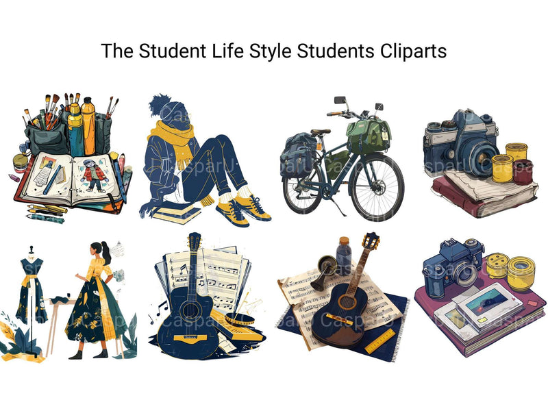 The Student Life Style Students Clipart - CraftNest - Digital Crafting and Art