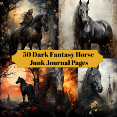 Dark Fantasy Horse Junk Journal Pages - CraftNest