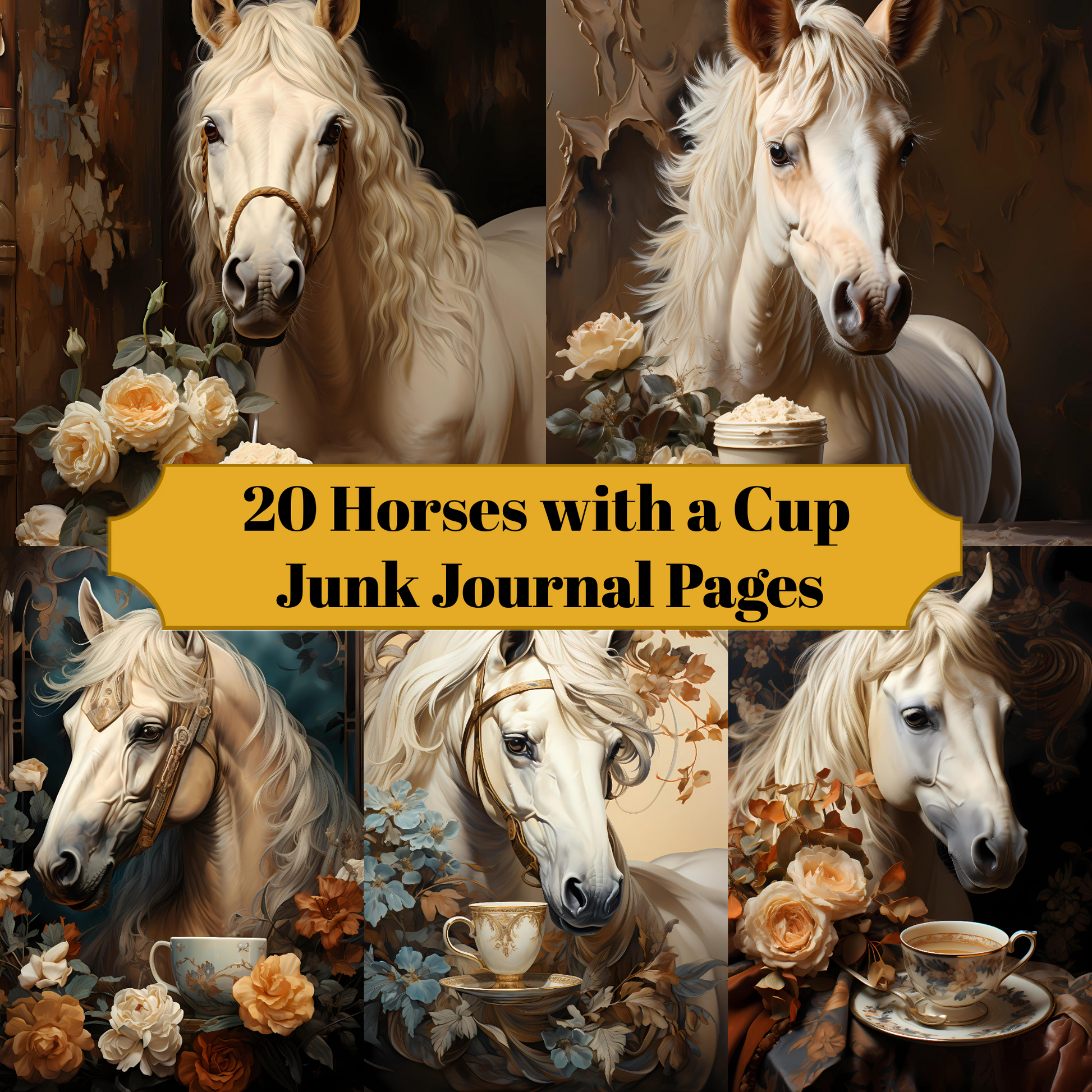 Horses With A Cup Junk Journal Pages - CraftNest