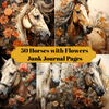 Horses With Flowers Junk Journal Pages