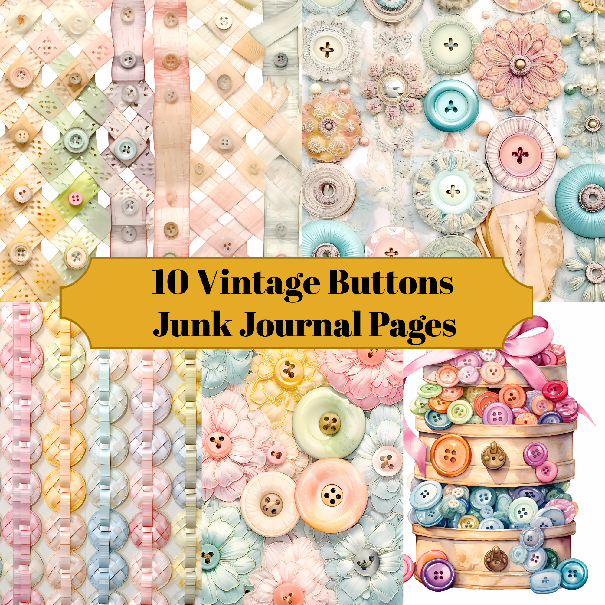 Vintage Buttons Junk Journal Pages - CraftNest