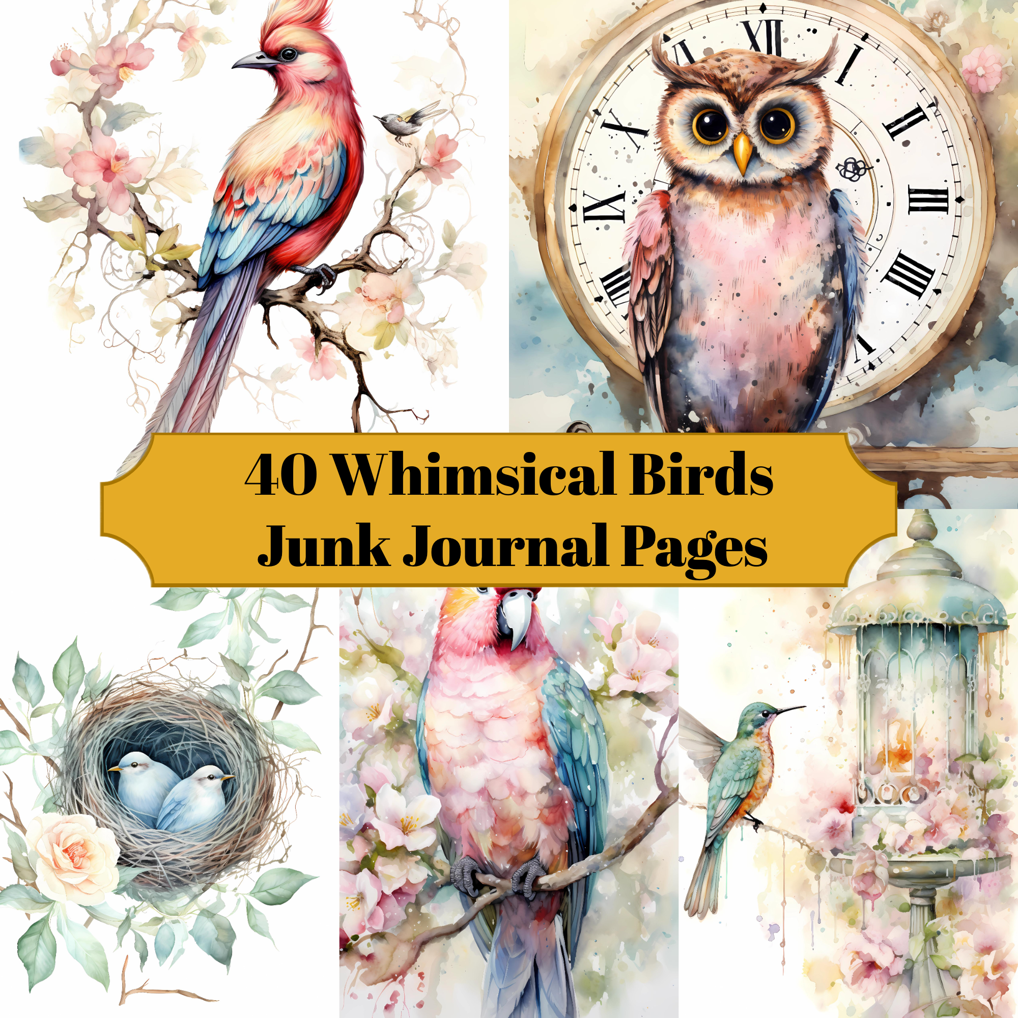 Whimsical Birds Junk Journal Pages - CraftNest