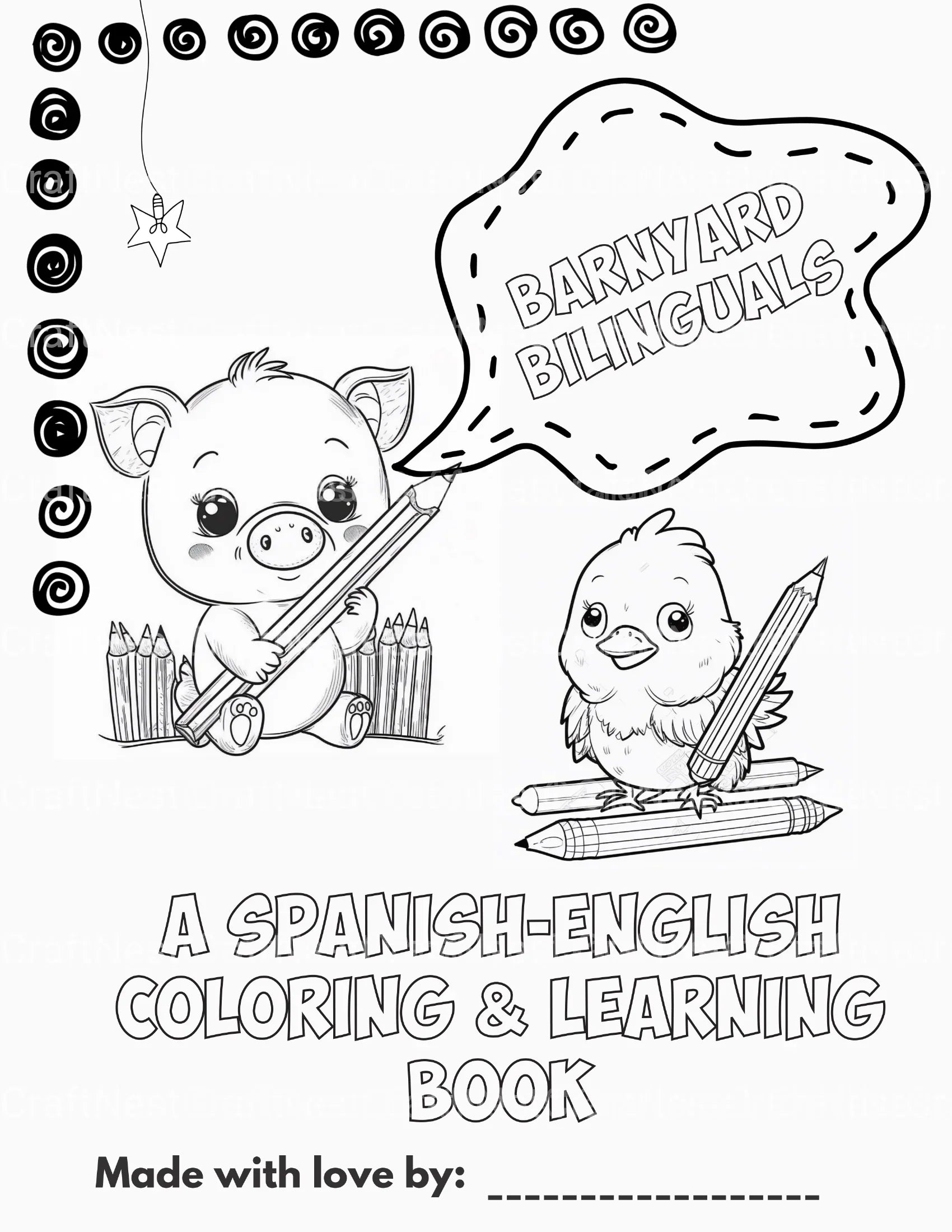 Barnyard Animals Learning Coloring Book - CraftNest - Digital Crafting and Art