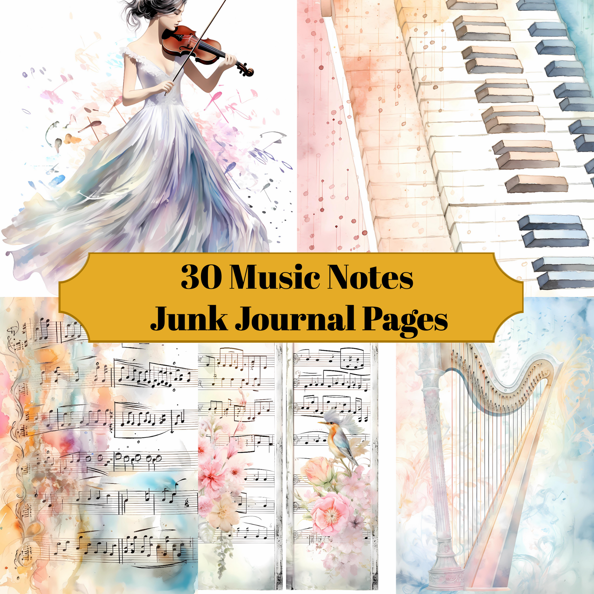 Music Notes Junk Journal Pages - CraftNest