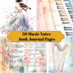 Music Notes Junk Journal Pages - CraftNest