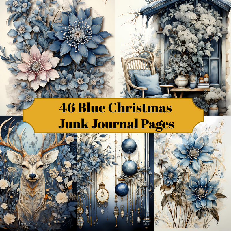 Blue Christmas Junk Journal Pages - CraftNest