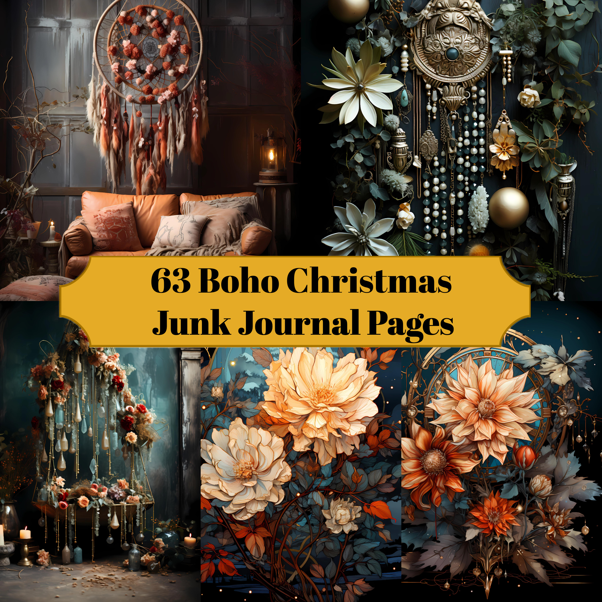 Boho Christmas Junk Journal Pages - CraftNest