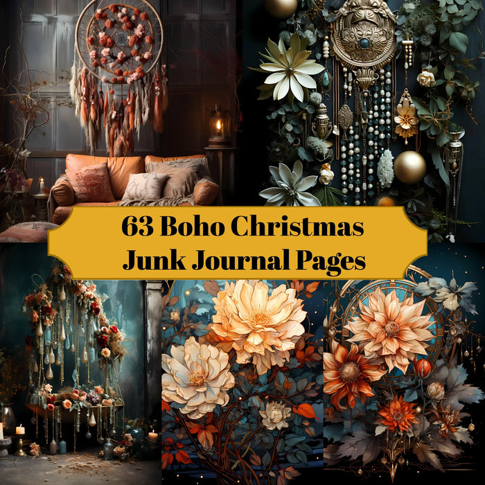 Boho Christmas Junk Journal Pages