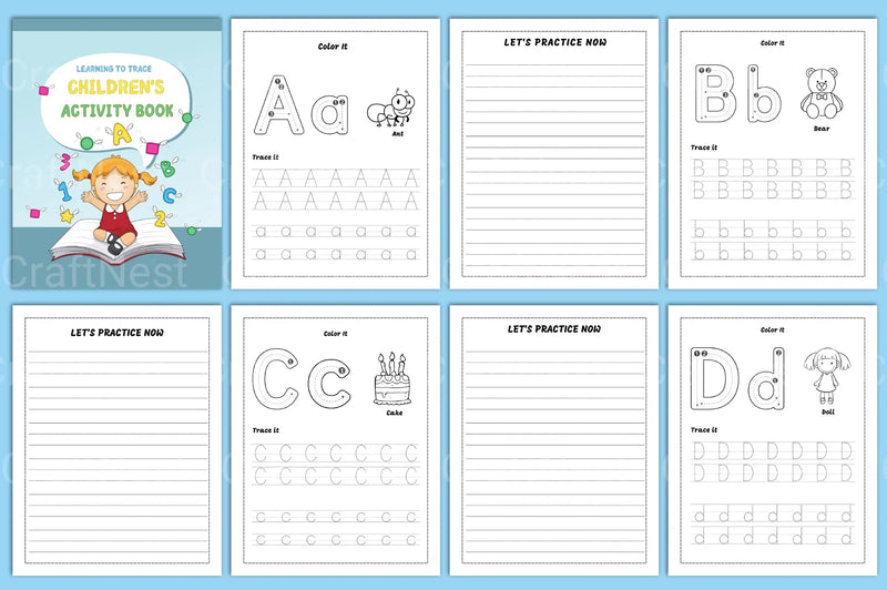 Learning to Trace: Children's Activity Book - CraftNest - Digital Crafting and Art