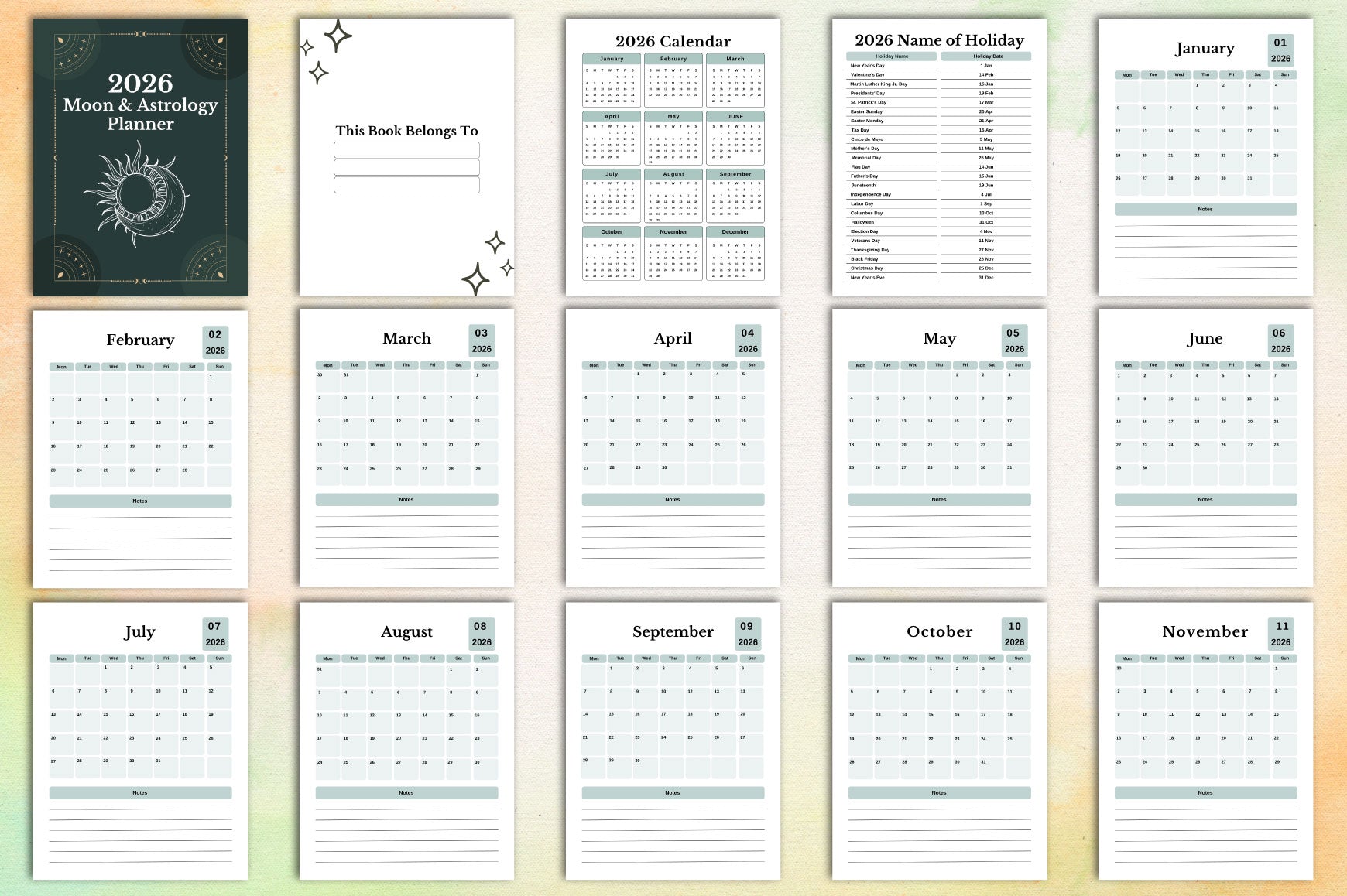 Moon Astrology Planner