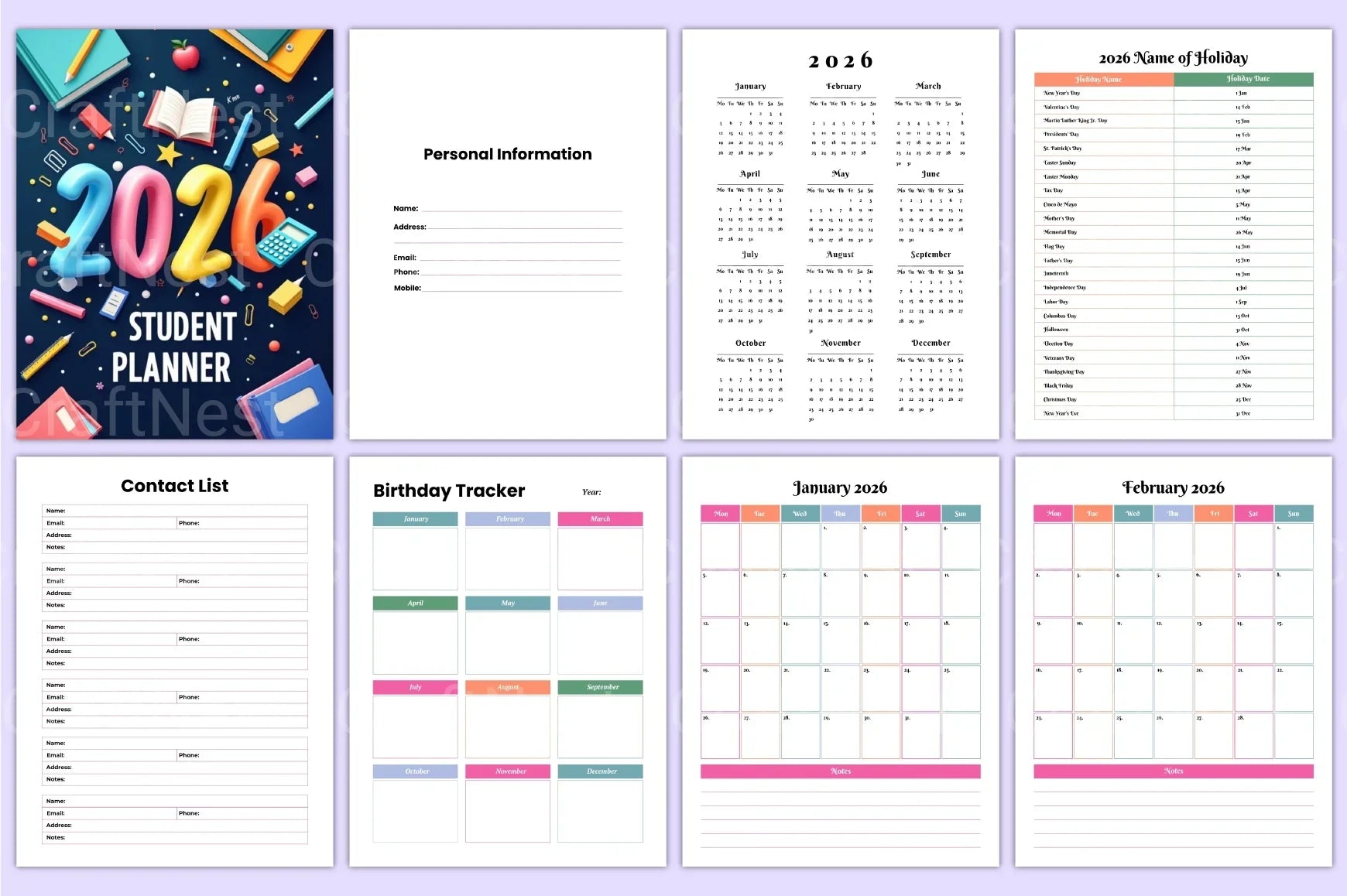 Student Planner 2023 - CraftNest - Digital Crafting and Art