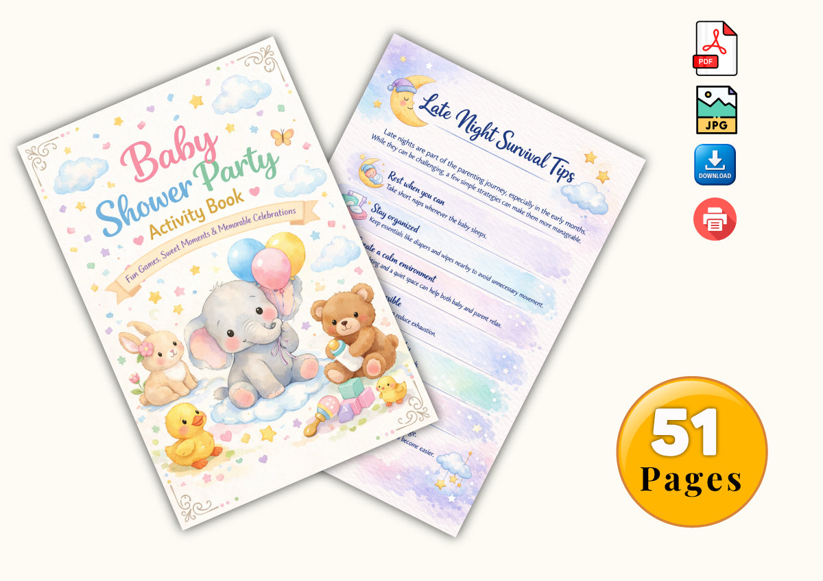 Baby Shower Party Activity Book