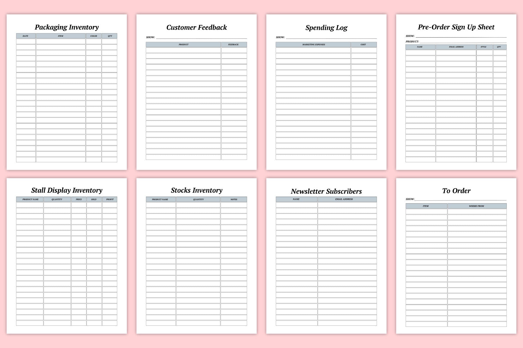 Tumbler Business Planner Template