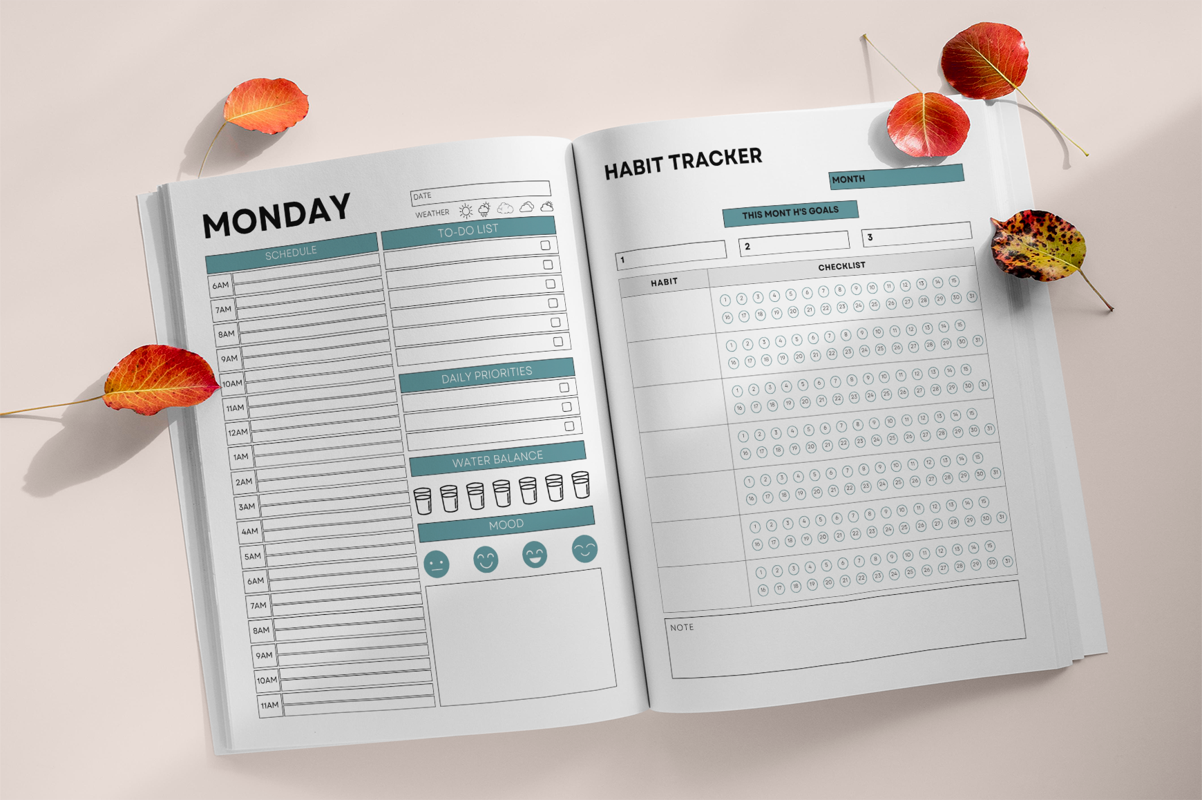 Daily Healthy Lifestyle Wellness Planner
