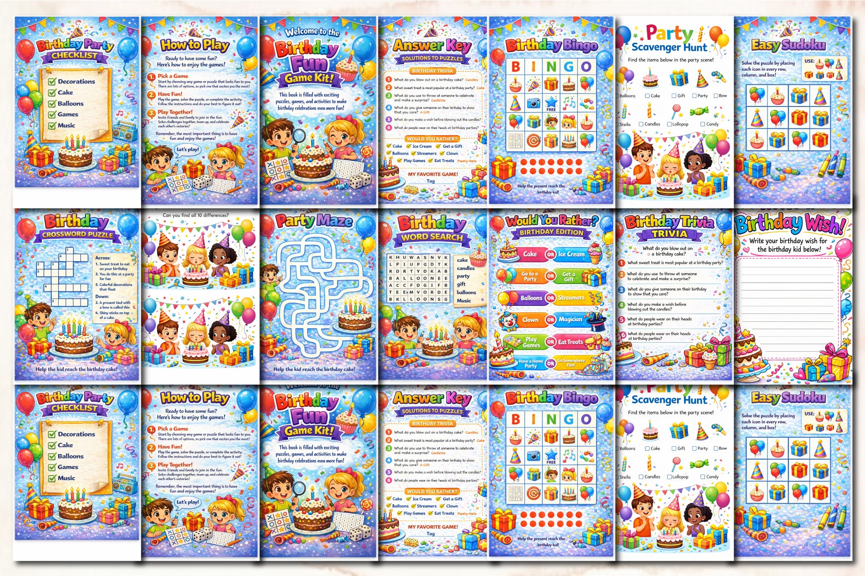 Birthday Fun Game Planner for Kids