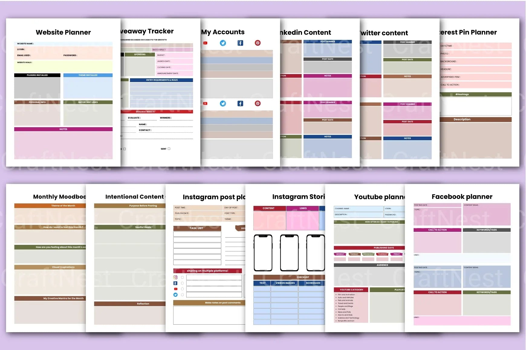Soulful Content Creator Planner - CraftNest - Digital Crafting and Art