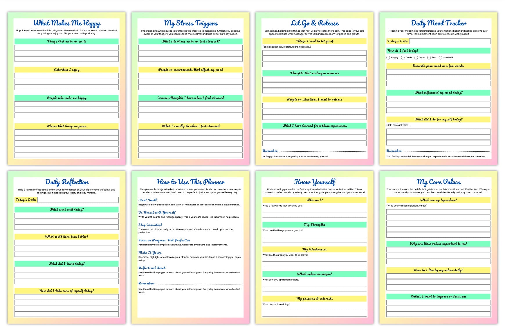 Self Care Life Planner