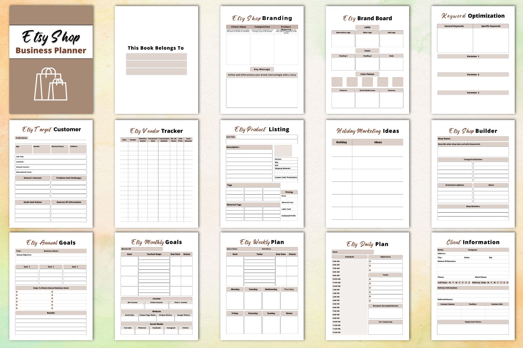 Etsy Shop Business Planner